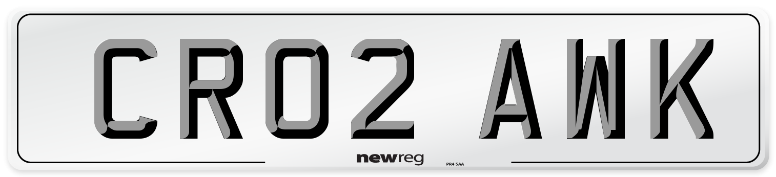 CR02 AWK Number Plate from New Reg